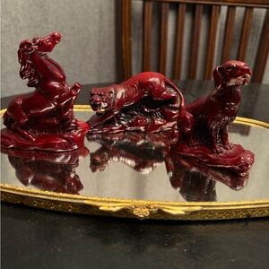 Chinese Resin Feng Shui  Horse Tiger and Dog Figurine Set